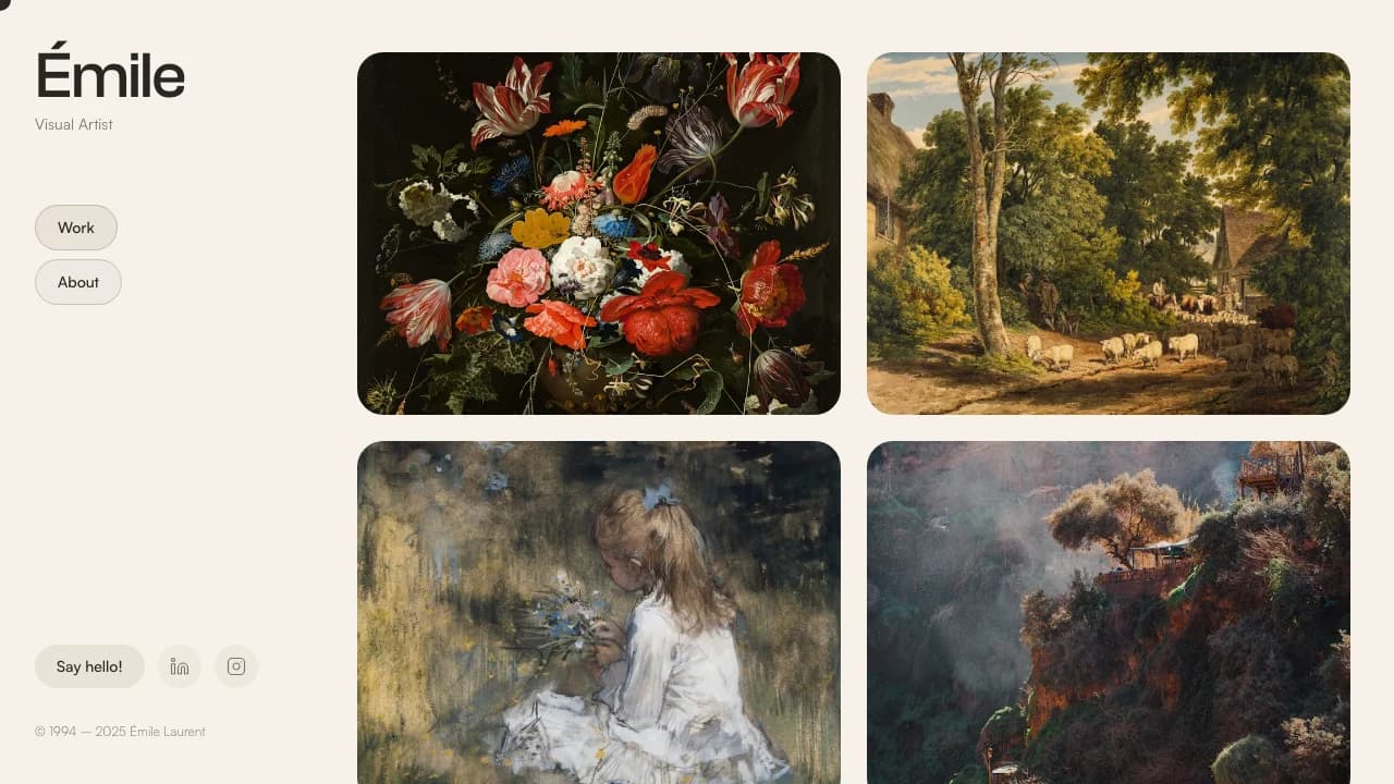 Screenshot of Artist Gallery Portfolio